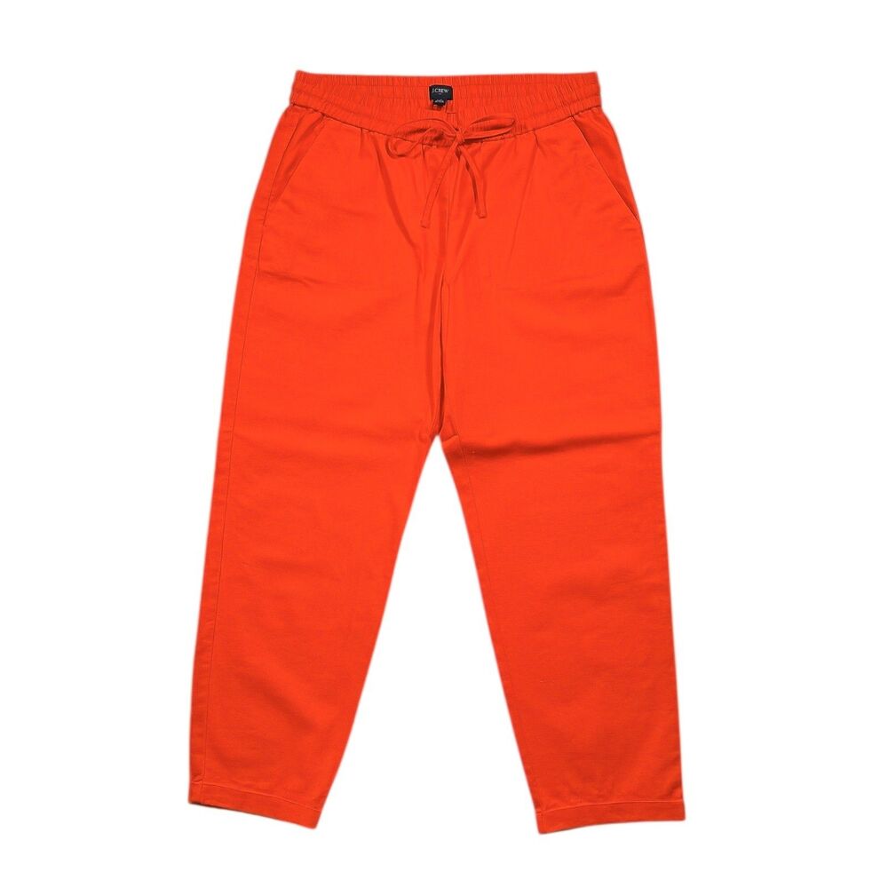 J.Crew Womens 10 Orange Linen Blend Tapered Ankle Pants Drawstring Resort Beach